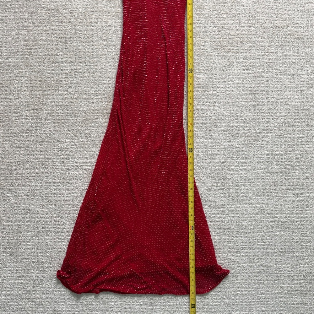 STENAY | Red Silk Beaded Open Back Gown Sz 4 - Picture 6 of 13
